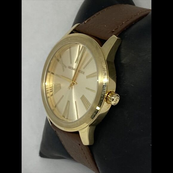 Michael Kors MK3490 Women's Brown Leather Analog Dial Quartz Wrist Watch HK995 - Picture 4 of 12